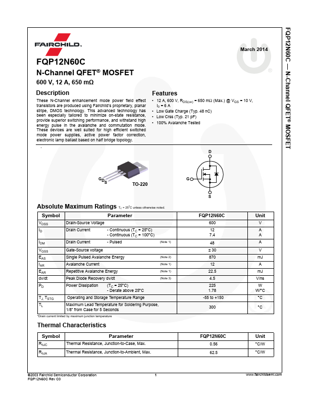 FQP12N60C