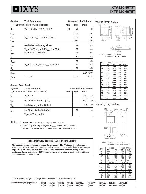 IXTA220N075T