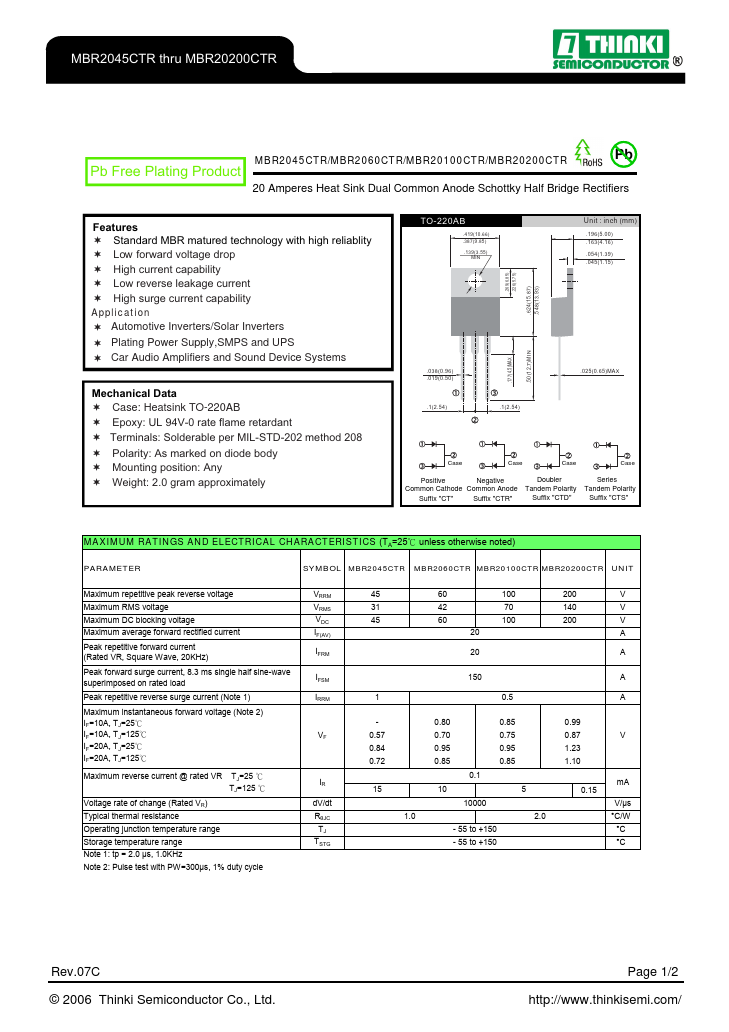 MBR2060CTR