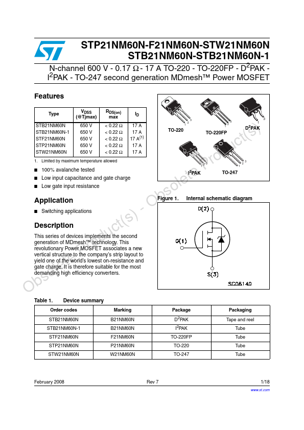 STW21NM60N