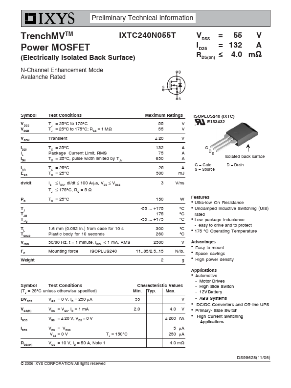 IXTC240N055T