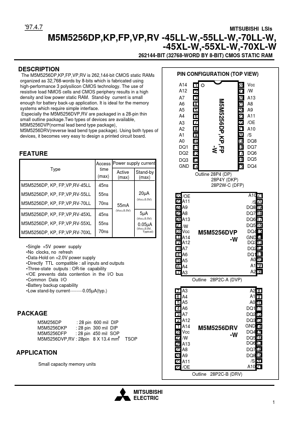 M5M5256RV-70LL-W