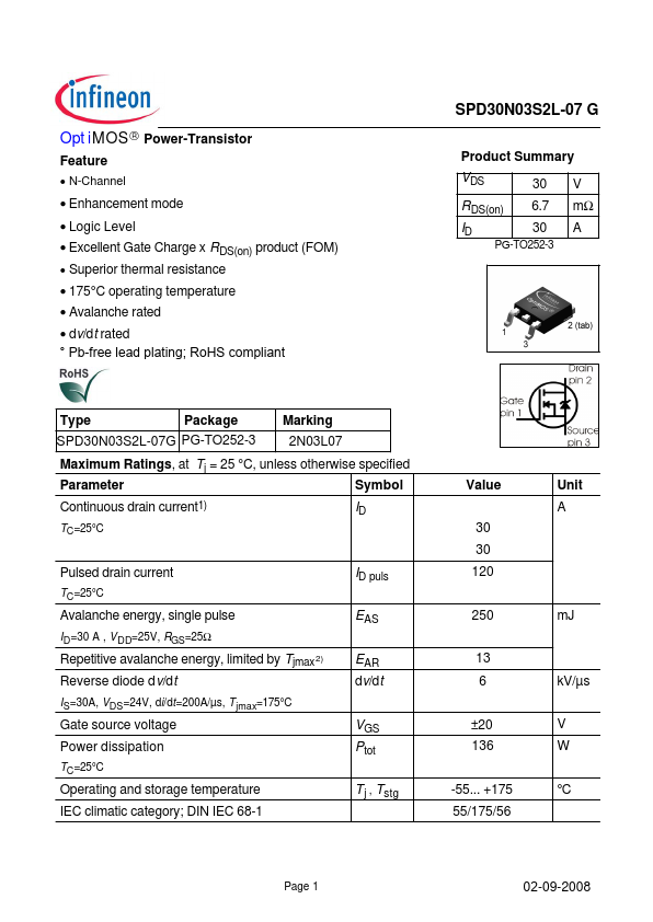 SPD30N03S2L-07