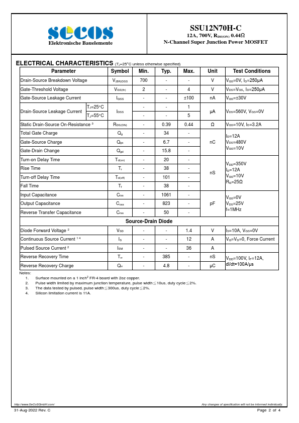 SSU12N70H-C