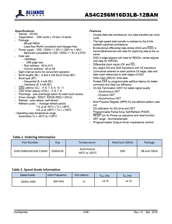 AS4C256M16D3LB-12BAN