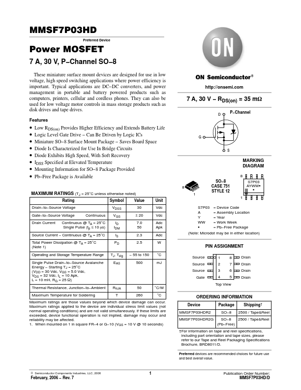 MMSF7P03HD