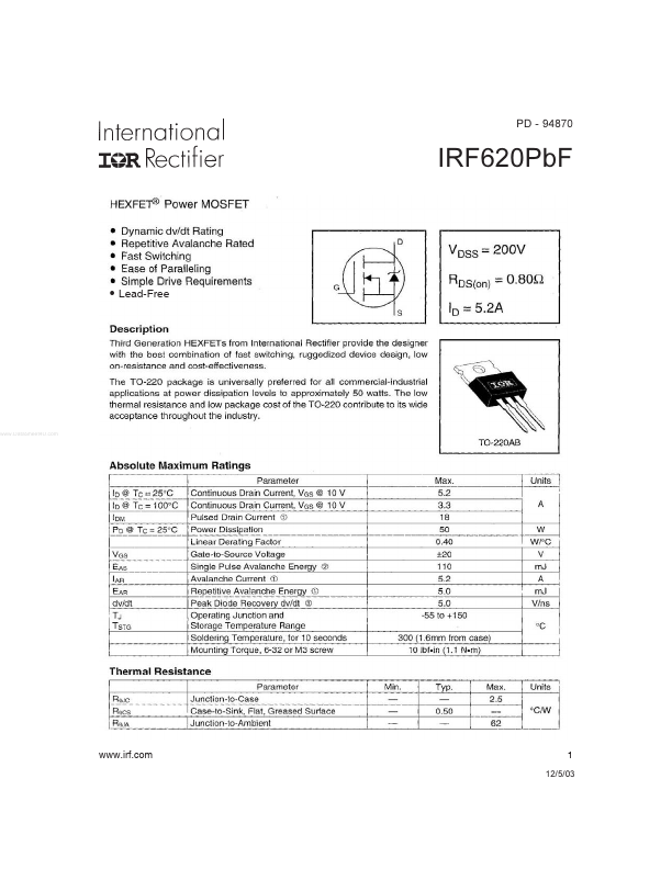 IRF620PBF