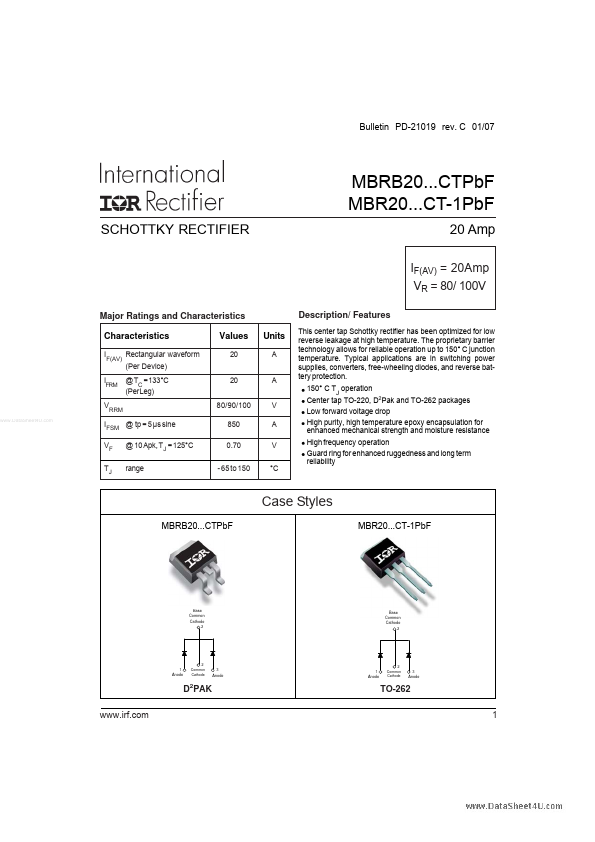 MBR2080CT-1PbF