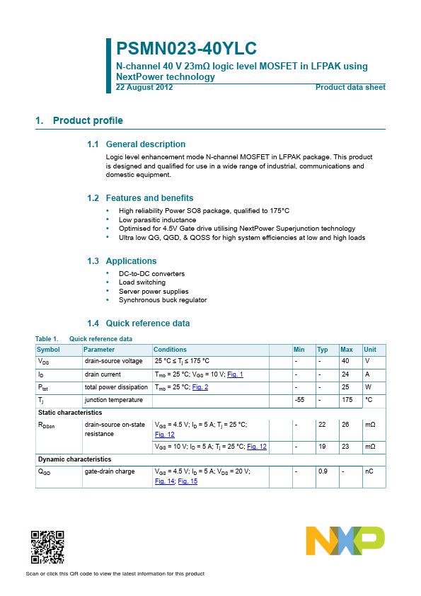 PSMN023-40YLC