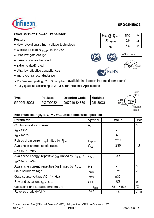 SPD08N50C3