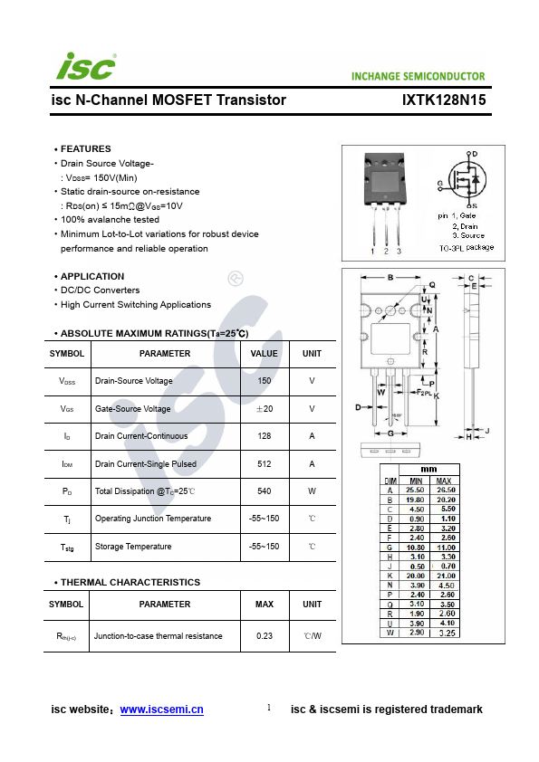 IXTK128N15