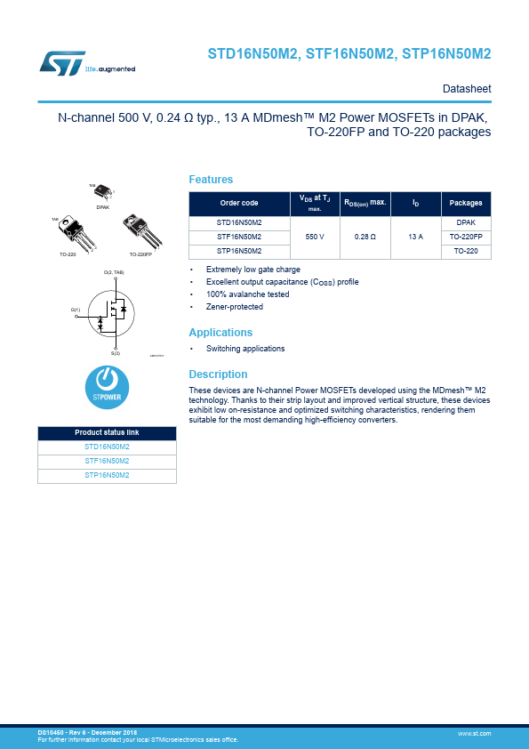 STD16N50M2