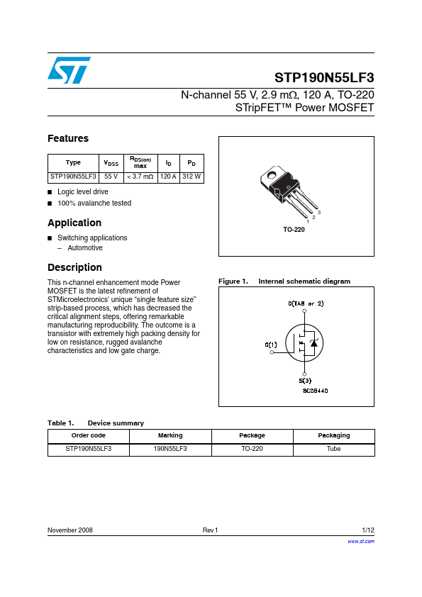 STP190N55LF3