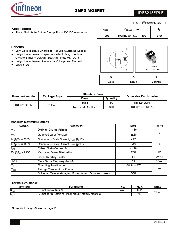 IRF6218SPbF