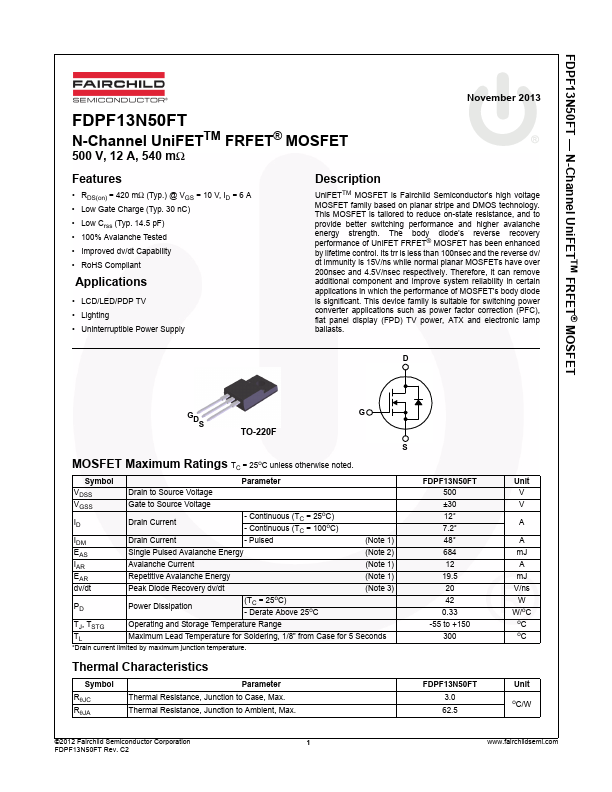 FDPF13N50FT