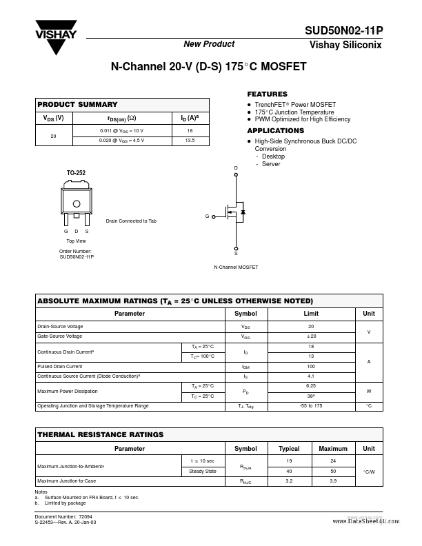 SUD50N02-11P