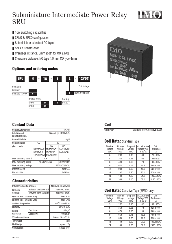 SRU-1A-SL-12VDC