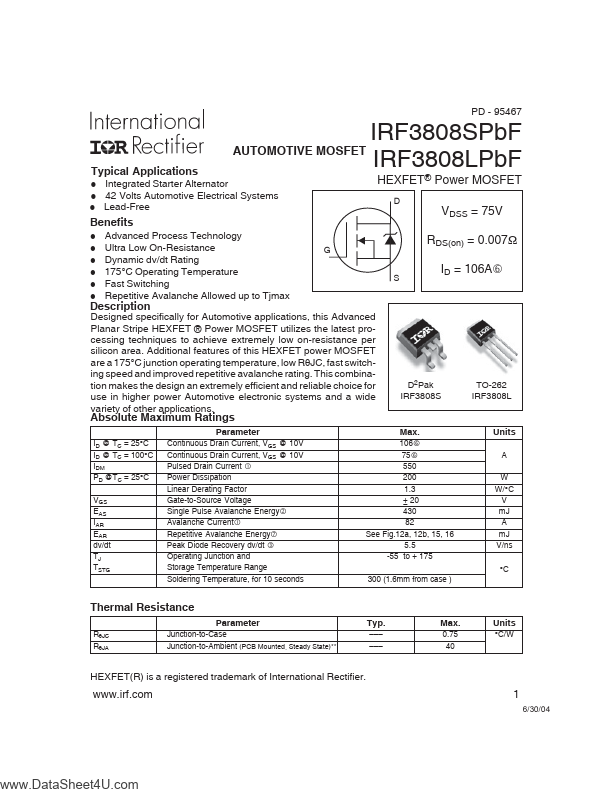 IRF3808SPBF