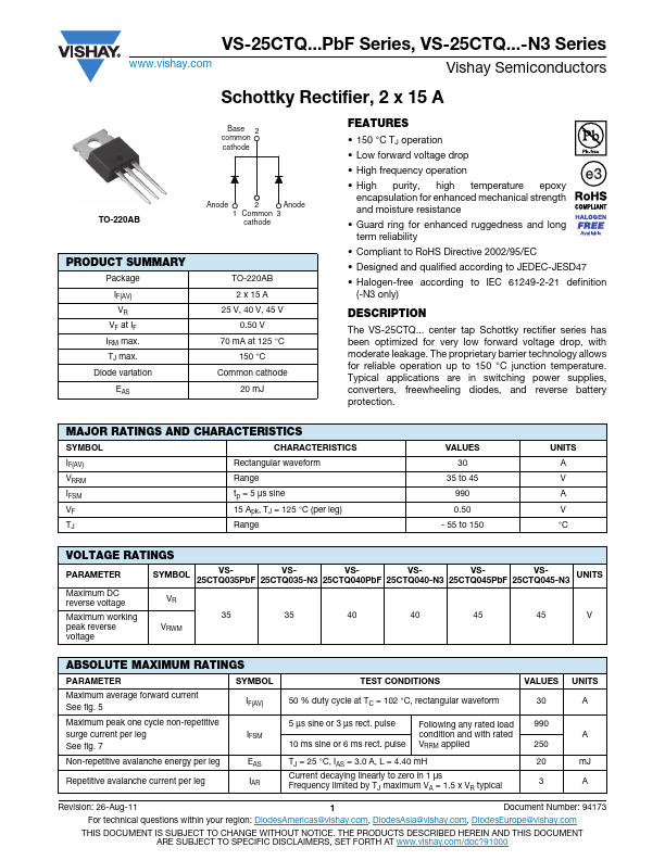 VS-25CTQ040PbF