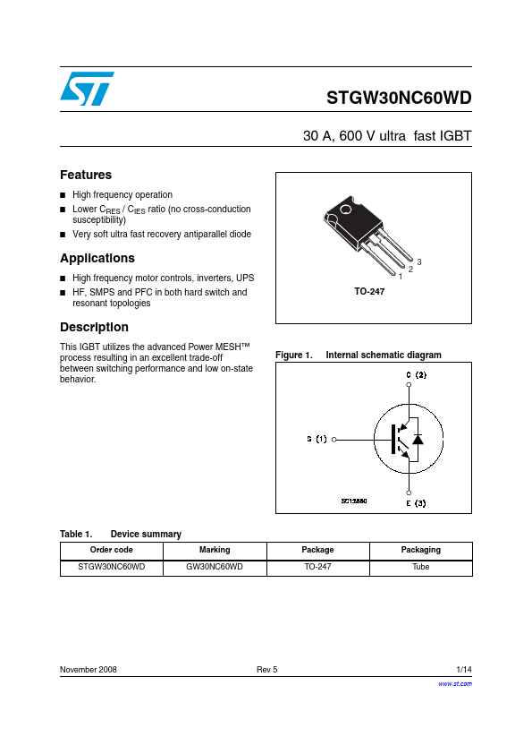 STGW30NC60WD