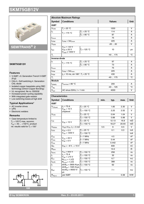 SKM75GB12V