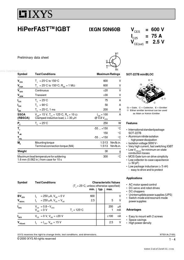 IXGN50N60B