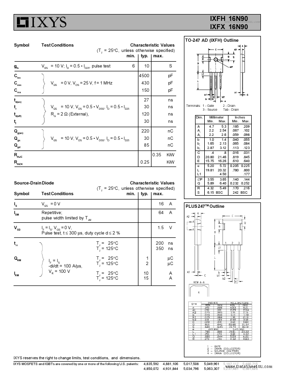 IXFX16N90