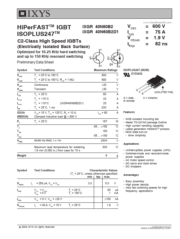 IXGR40N60B2