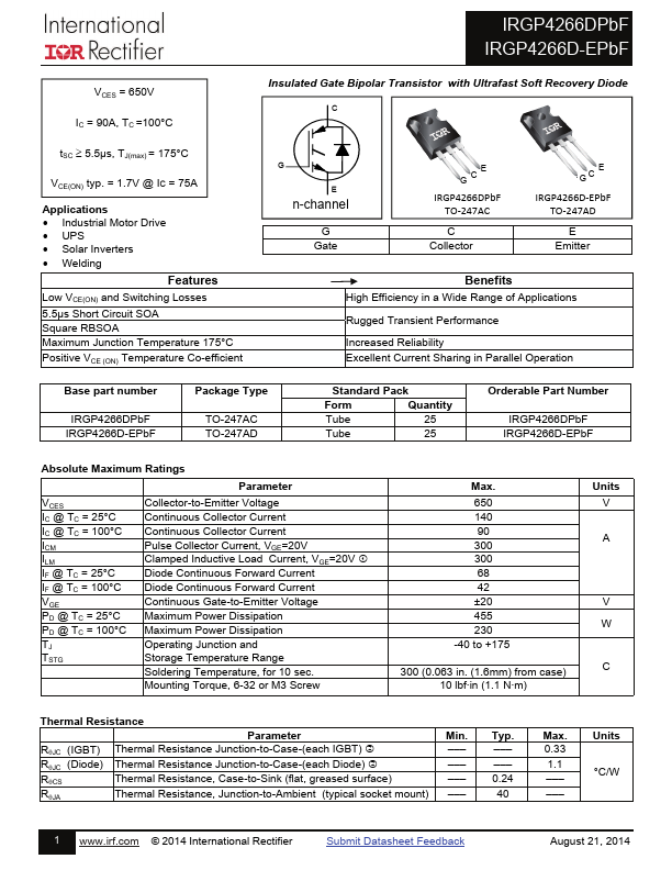 IRGP4266D-EPbF