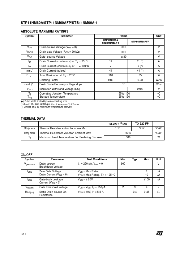 STP11NM60A