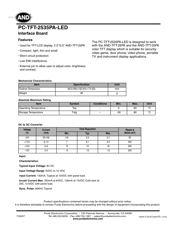 PC-TFT-2535PA-LED