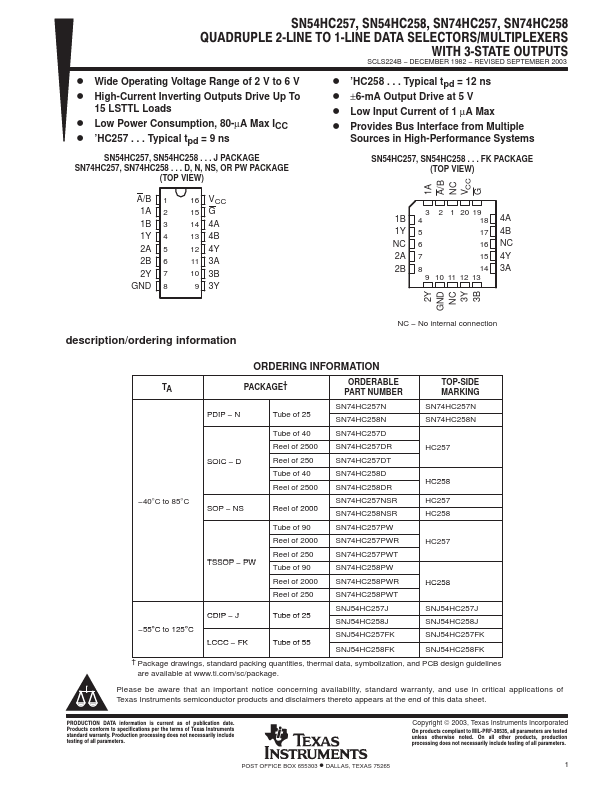 SN74HC257