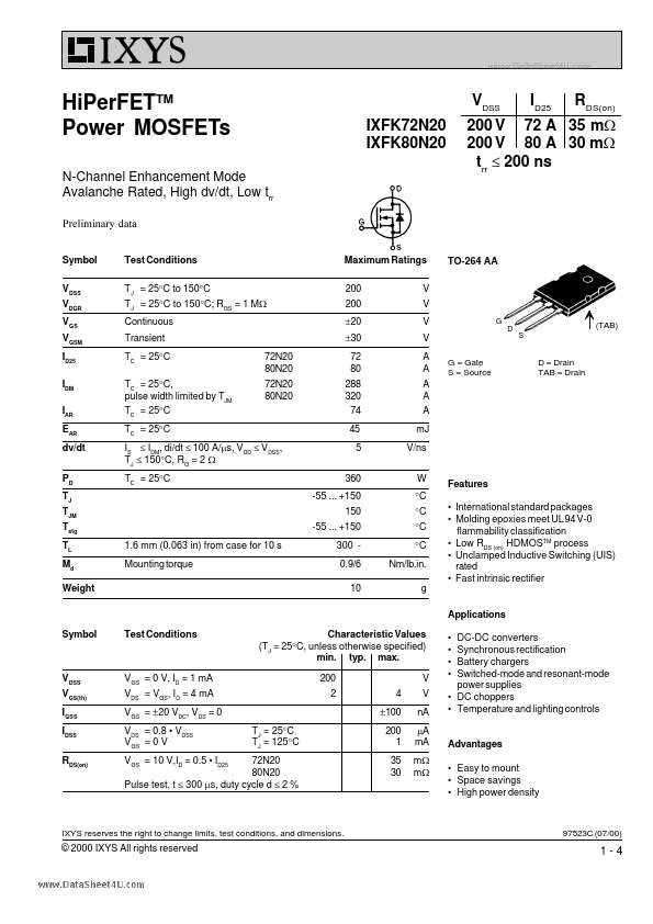 IXFK80N20