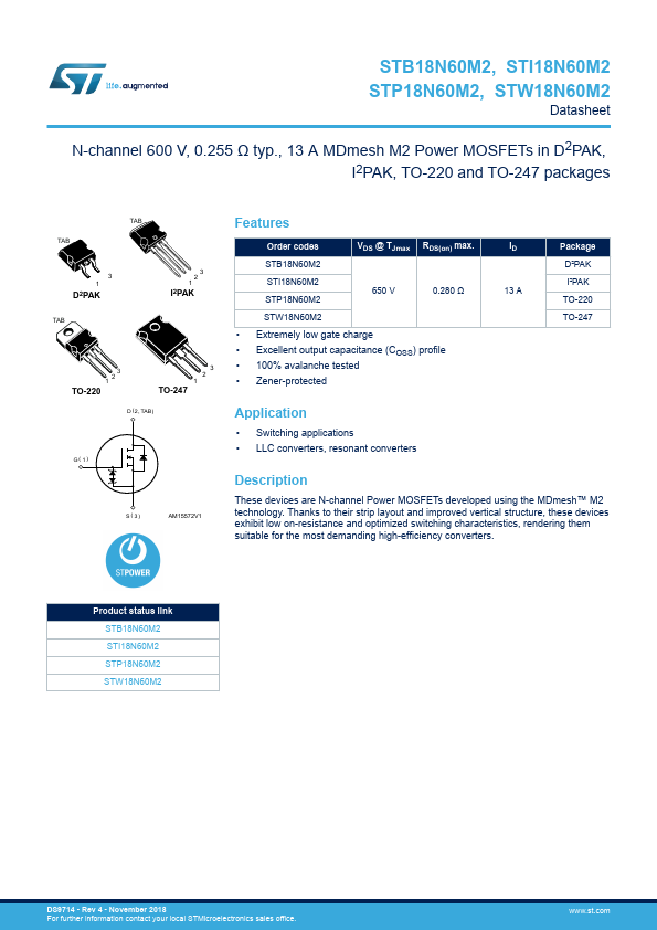 STP18N60M2