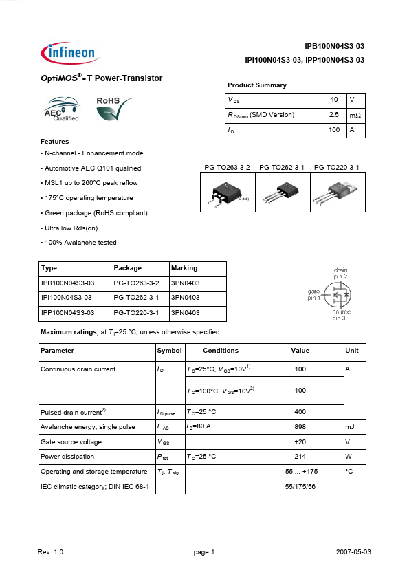 IPP100N04S3-03