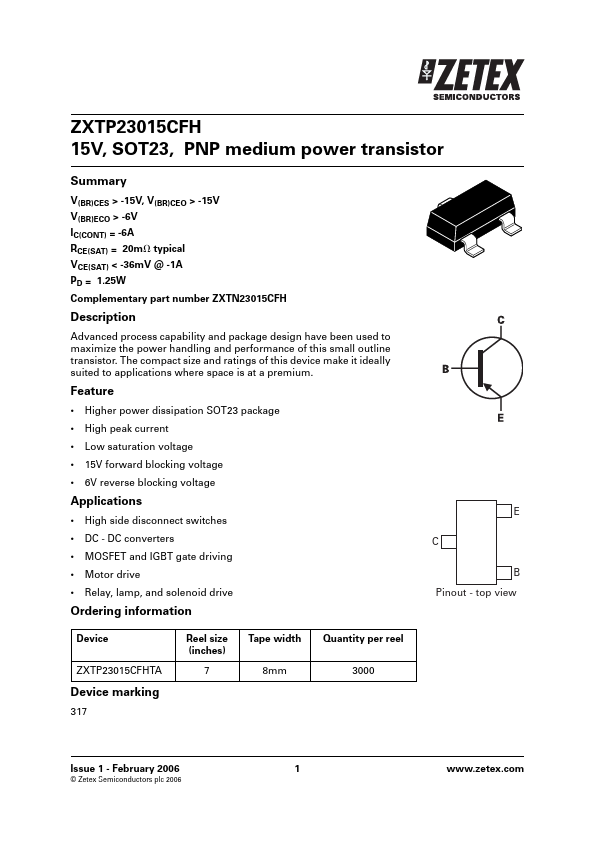 ZXTP23015CFH