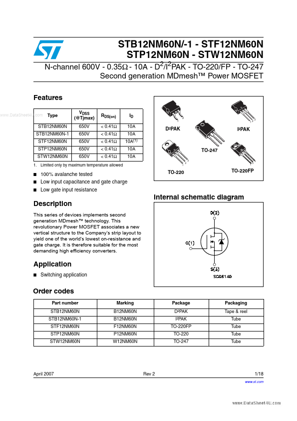 STP12NM60N