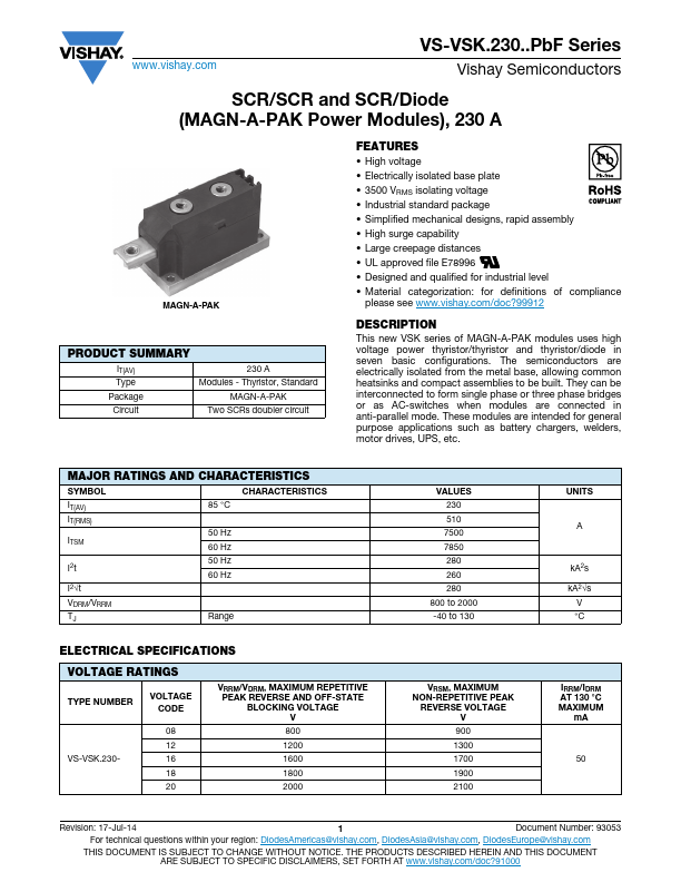 VS-VSKH230-20PBF