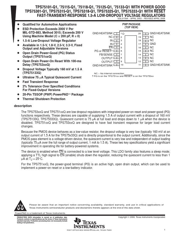 TPS75101-Q1