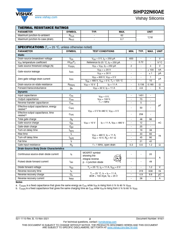 SiHP22N60AE