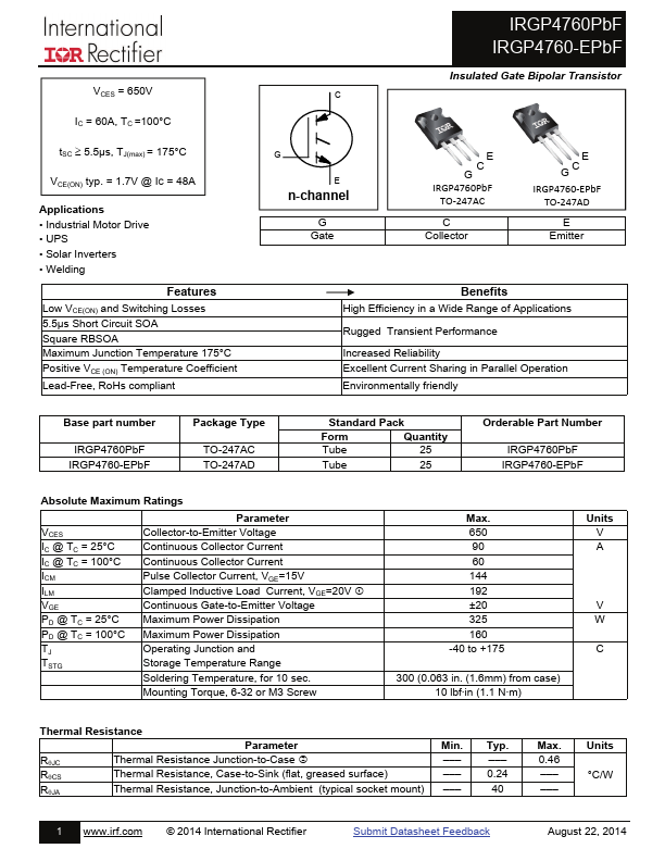 IRGP4760PbF