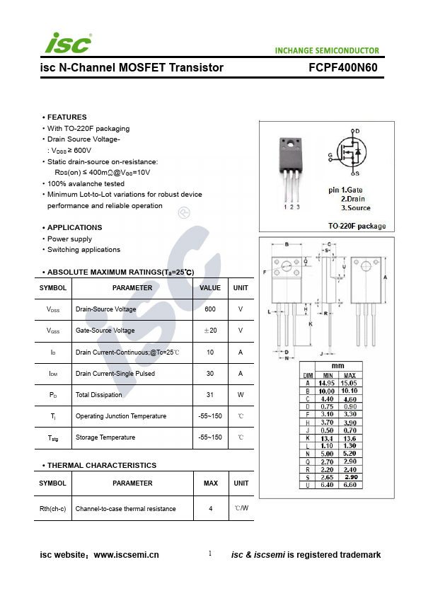 FCPF400N60