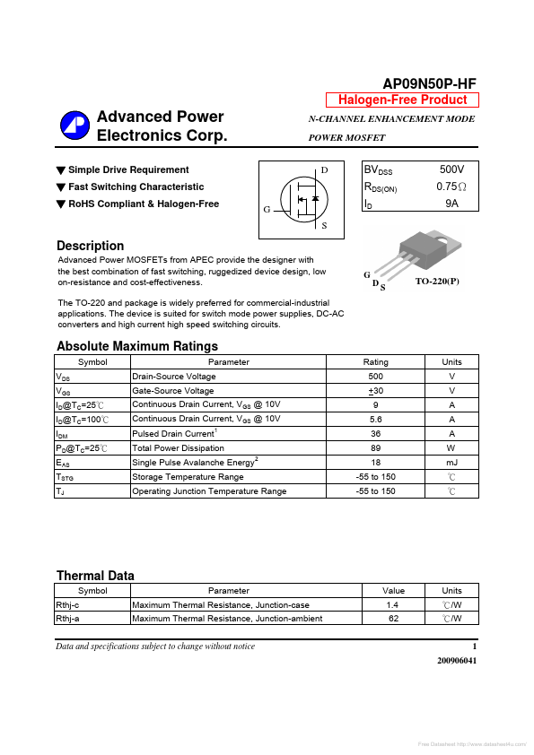 AP09N50P-HF