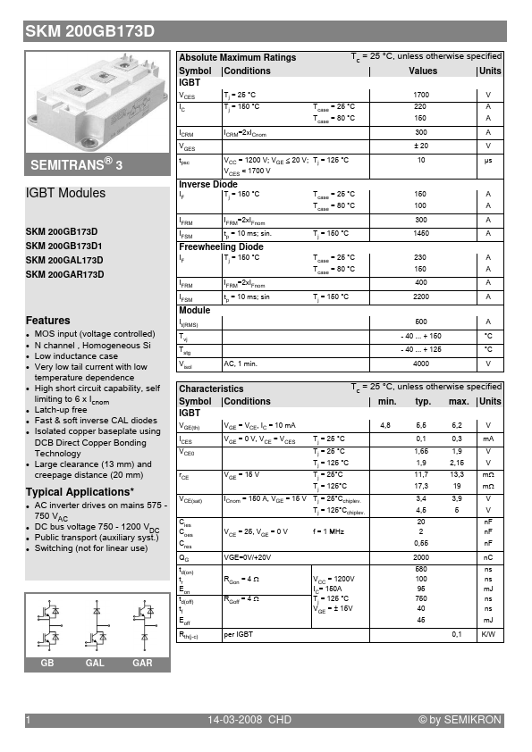 SKM200GAR173D