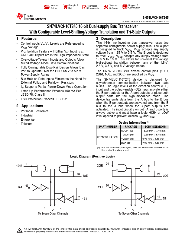 SN74LVCH16T245