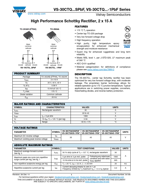 VS-30CTQ040SPbF