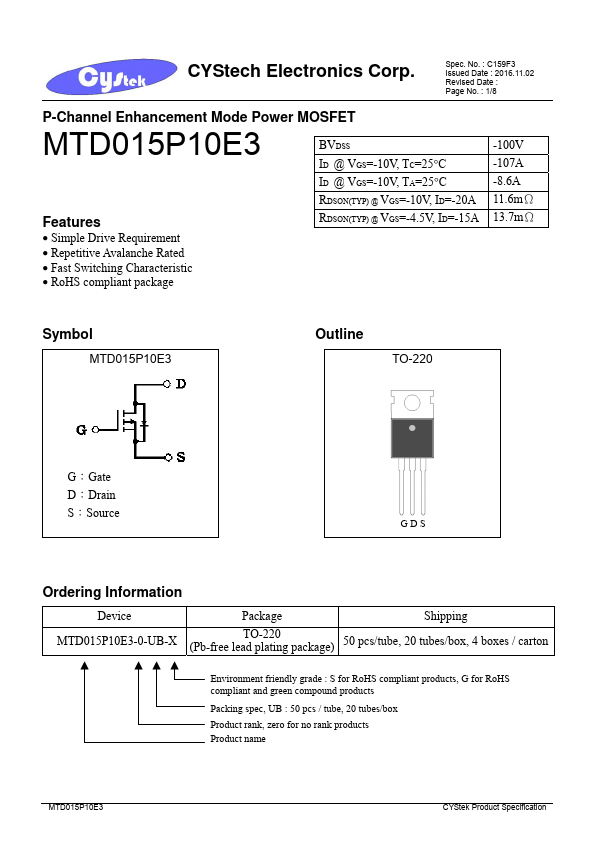 MTD015P10E3