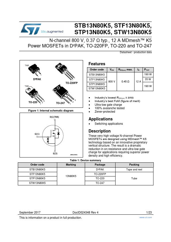 STW13N80K5