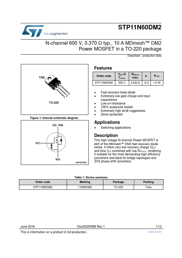 STP11N60DM2