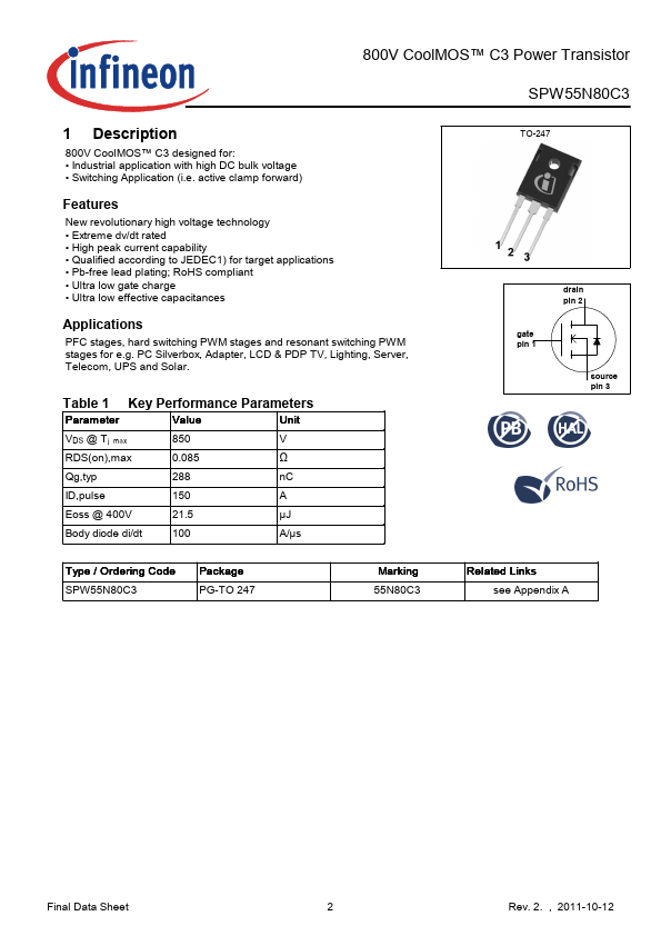 SPW55N80C3